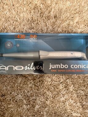 Jilbere nano ceramic silver curling iron New in Box Hair Styling Tool jumbo